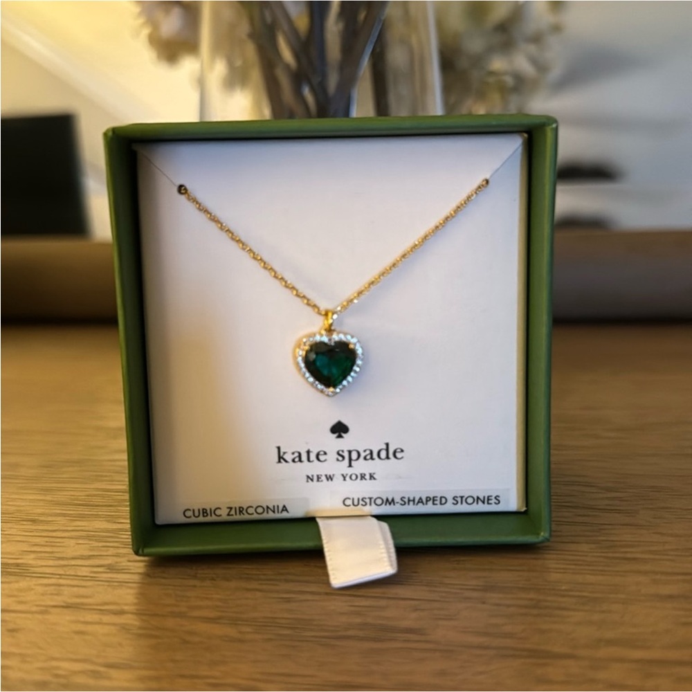 Brand New Kate spade emerald green heart necklace.